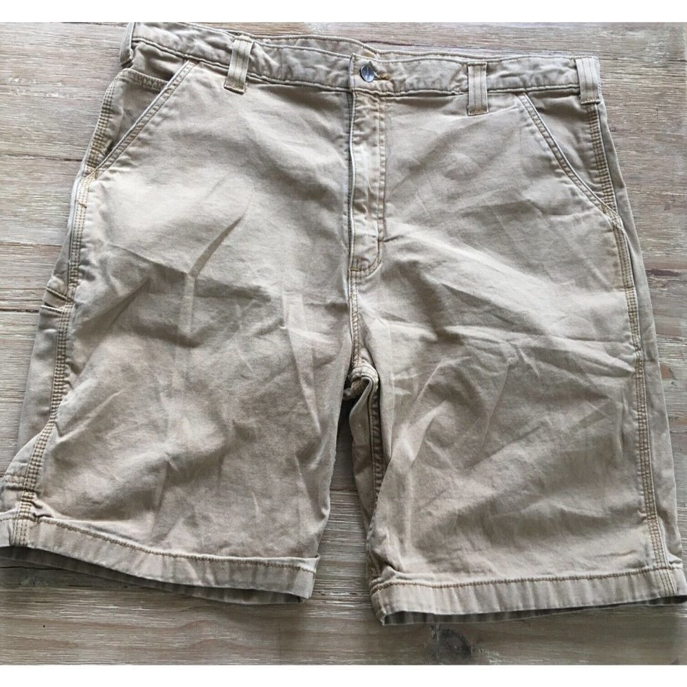 Carhartt Canvas Cargo Shorts Men's Size 40 Relaxed Fit Stretch Tan